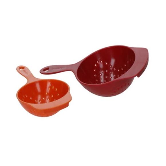 Farberware Fresh Small Assorted Size Red Orange Colanders Set of 2 NEW - Picture 2 of 7
